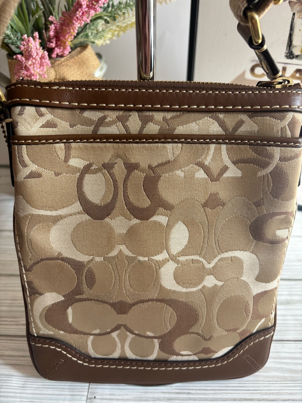 Coach Signature Canvas Crossbody Bag in Beige - Picture 4 of 13